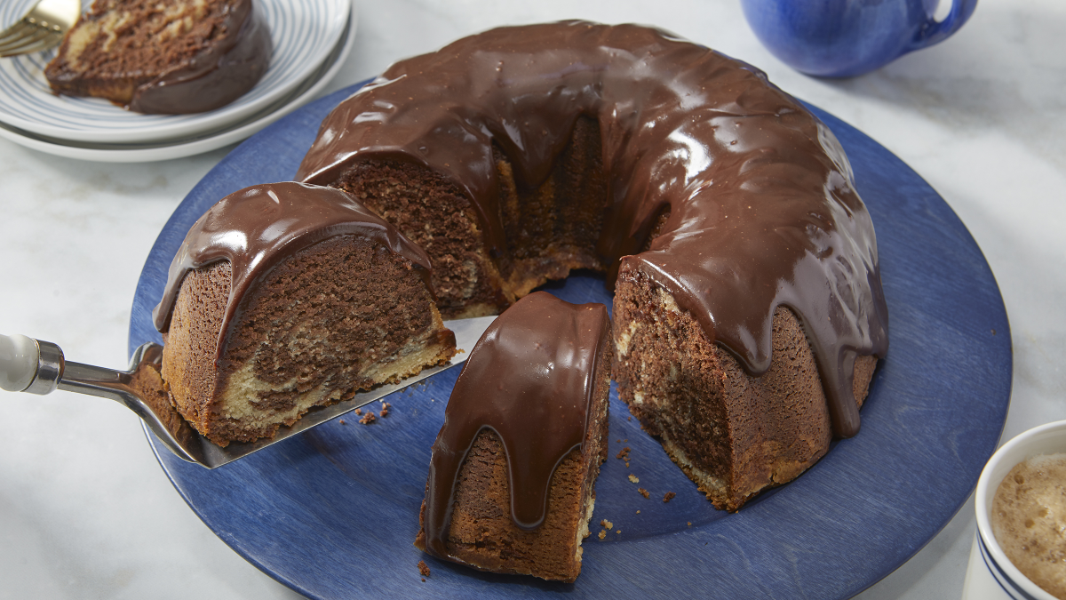 Chocolate Glazed Marble Cake